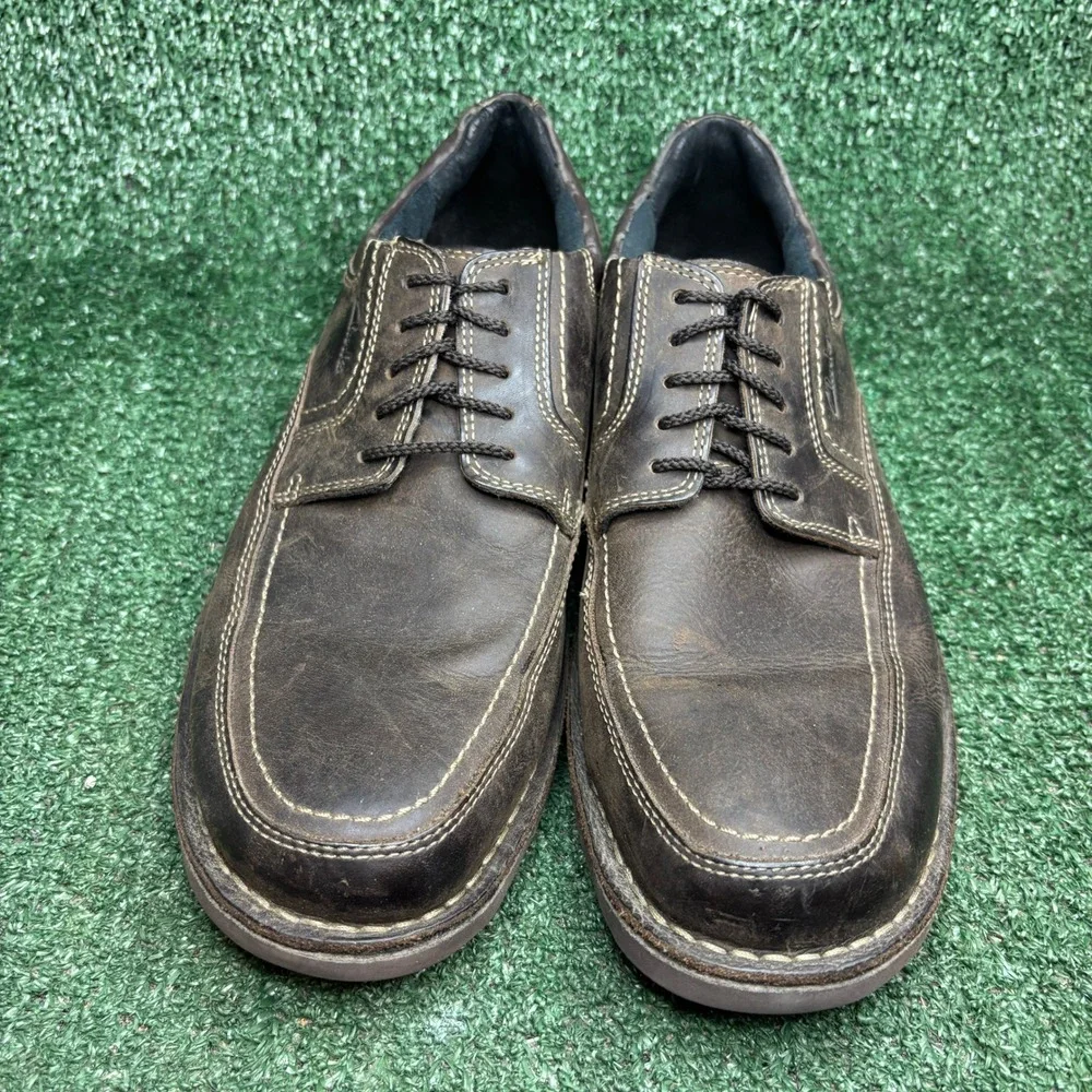 Clarks Leather Lace Up Apron Toe Oxford Formal Business Shoes Brown Mens 10.5M‎